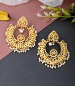 Gold plated ethnic chandbali earrings