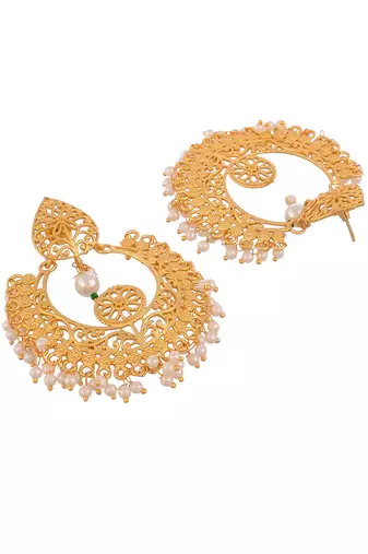 Gold plated ethnic chandbali earrings