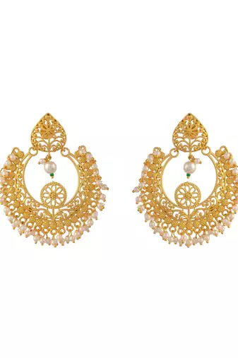 Gold plated ethnic chandbali earrings