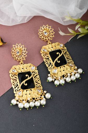 Gold plated filigree traditional earrings