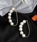 Gold tone pearl dangle western earrings