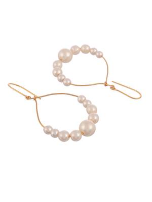 Gold tone pearl drop dangle western earrings 3