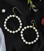 Gold plated circular pearl beads dangle western earrings