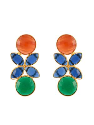 Gold plated unique leaf dangle earrings 3