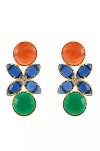 Gold plated unique leaf dangle earrings