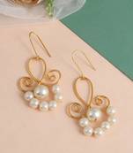 Gold plated pearl beaded drop earrings