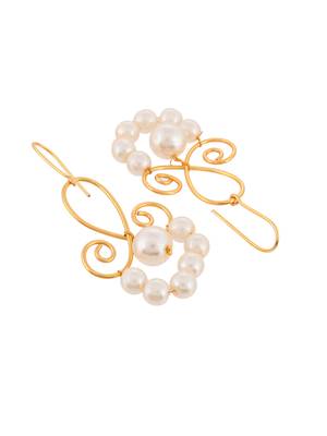 Gold plated pearl beaded drop earrings 3