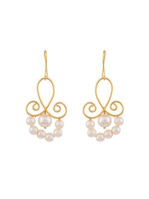 Gold plated pearl beaded drop earrings 4