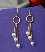 Gold plated pearl beads western drop earrings