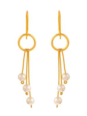 Gold plated pearl beads western drop earrings 4