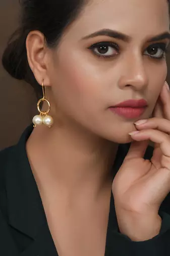 Western pearl beads drop earrings