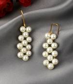 Gold plated pearl beads western drop earrings