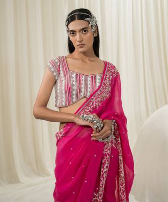 Hot pink saree set 2