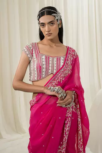 Hot pink saree set