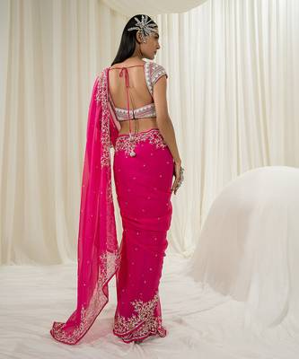 Hot pink saree set 3