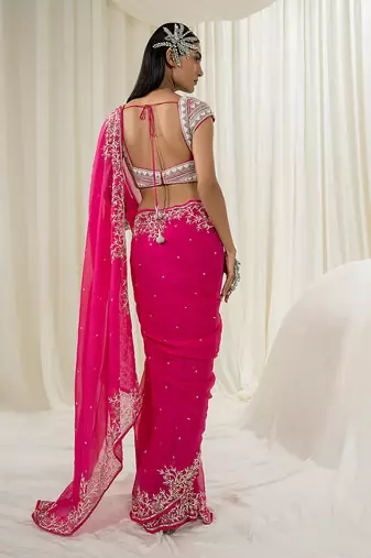 Hot pink saree set