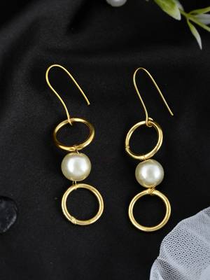 Gold plated pearl beads drop earrings 1