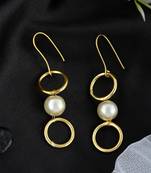 Gold plated pearl beads drop earrings