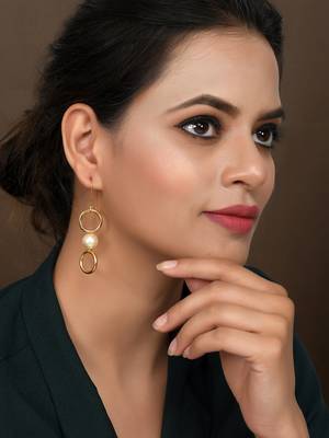 Gold plated pearl beads drop earrings 2