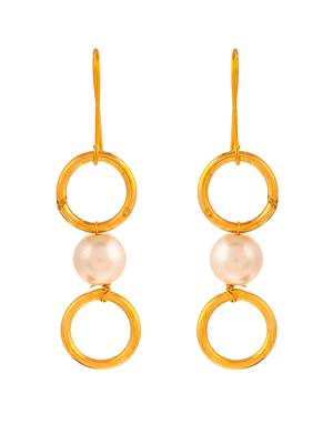 Gold plated pearl beads drop earrings 3