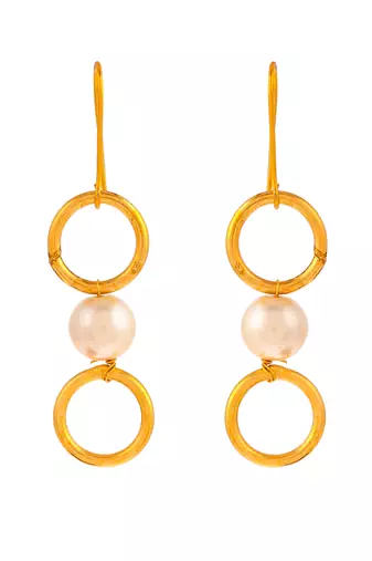 Gold plated pearl beads drop earrings