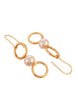 Gold plated pearl beads drop earrings 4