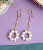 Gold plated pearl chain drop earrings