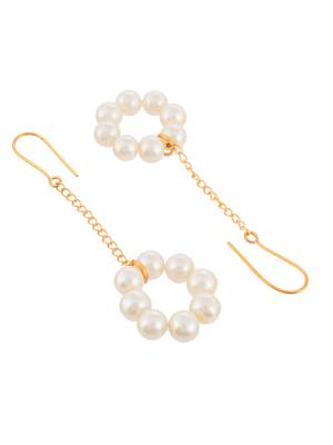 Gold plated pearl chain drop earrings 3