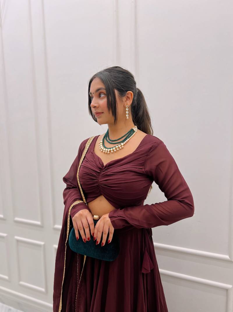 Pure Soft Fox Georgette Fabric Lehengha Choli, With Fancy Stitched Blouse And Dupatta 