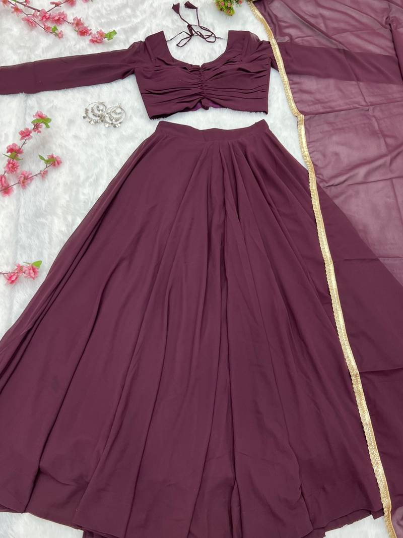 Pure Soft Fox Georgette Fabric Lehengha Choli, With Fancy Stitched Blouse And Dupatta 