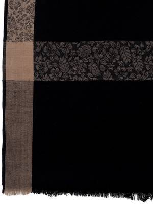 Fine Wool Woven Border Men's Black Shawl 5