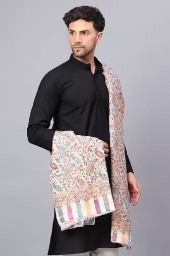 Mizash Mens kanni jaal fine wool, pure, luxury Supreme shawl,soft,pashmina