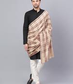 Mens Fine Wool Self Textured Check Lohi / Shawl