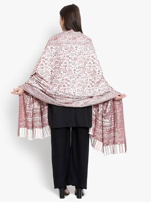 Mizash Women Fine Wool,  Designer Paisley Kaani Jaal  Soft Warm Woven Shawl / Wrap 4