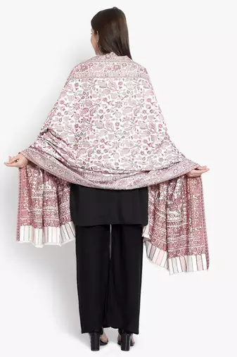 Mizash Women Fine Wool,  Designer Paisley Kaani Jaal  Soft Warm Woven Shawl / Wrap