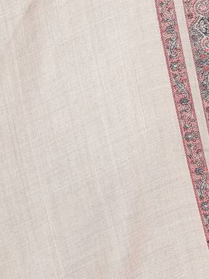 Mizash Women Fine Wool, Beige with Designer Border Kunj Soft Warm Woven Shawl / Wrap 2