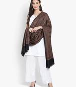 Mizash Women Fine Wool, Black with Multi Stripes , Paisley Designer Soft Warm Woven Shawl / Wrap