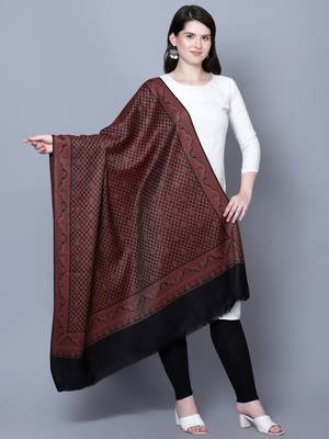 Women Fine Wool Kashmiri Jamawar Jaal Cutting Black Woven Shawl 1