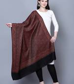 Women Fine Wool Kashmiri Jamawar Jaal Cutting Black Woven Shawl
