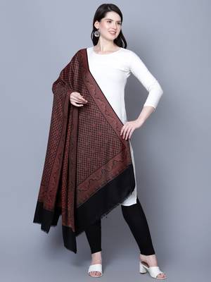 Women Fine Wool Kashmiri Jamawar Jaal Cutting Black Woven Shawl 2