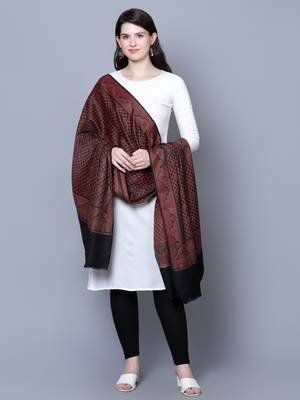 Women Fine Wool Kashmiri Jamawar Jaal Cutting Black Woven Shawl 5
