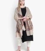 Mizash Women Fine wool Pashmina Beige shawl