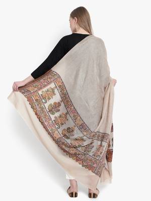 Mizash Women Fine wool Pashmina Beige shawl 4