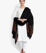 Mizash Women Fine wool Pashmina Black Shawl