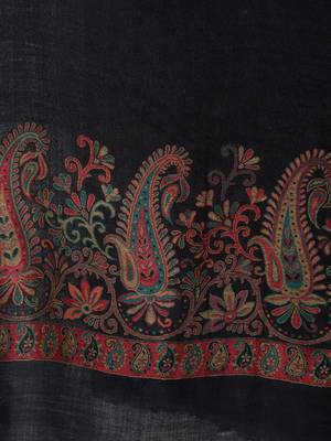 Mizash Women Fine wool Pashmina Black Shawl 2