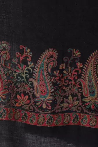 Mizash Women Fine wool Pashmina Black Shawl