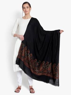Mizash Women Fine wool Pashmina Black Shawl 4