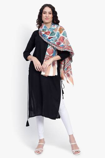 Women Fine Wool Pashmina Kalamkari Jaal Luxury Shawl