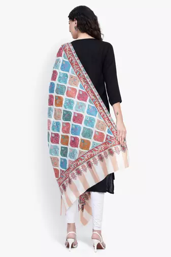 Women Fine Wool Pashmina Kalamkari Jaal Luxury Shawl