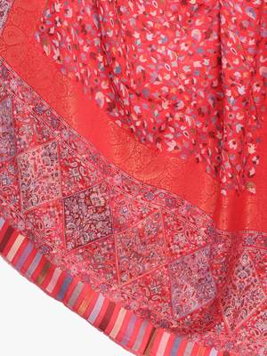 Women Fine Wool Kaani Jaal with zari Pashmins Red shawl 6